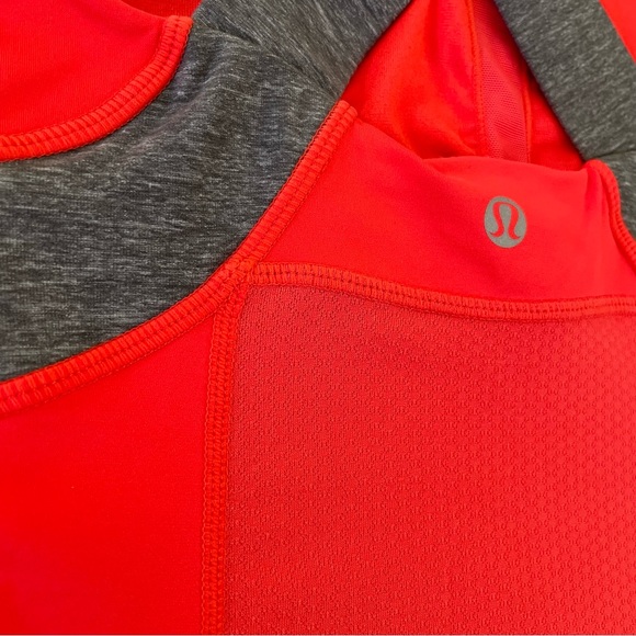Lululemon Push Ur Limits Tank Top Red Coral Gray Size 6 Criss Cross Back Passion - Picture 7 of 16